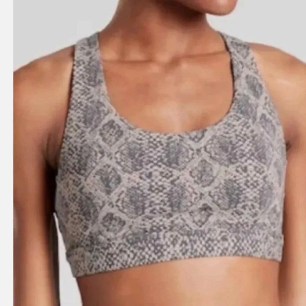 Athleta Snakeskin Pattern Ultimate Back Cut Out Sports Bra Size Unknown